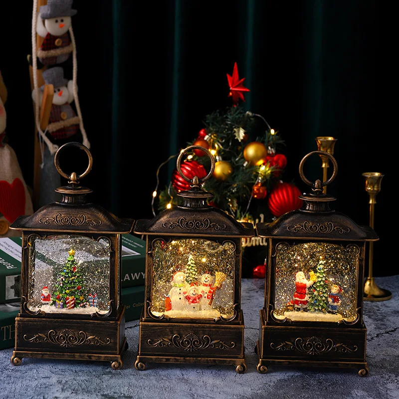 Christmas decorations, Christmas wind lights, Santa Claus playing water flat lights, music retro tabletop luminous ornaments