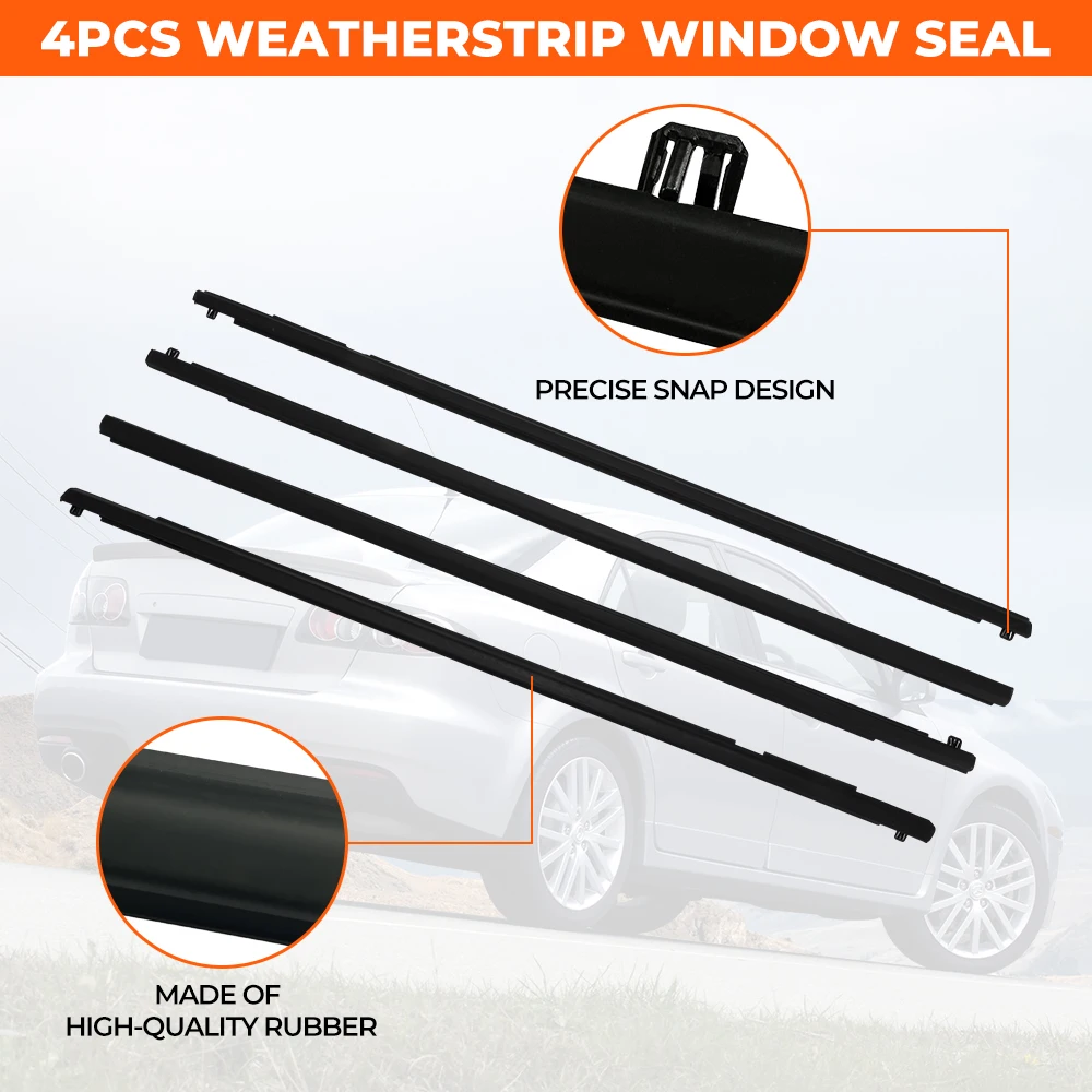 Car Window Weatherstrip For Mazda 3 2004-2009 For Mazda 6 2004-2012 Side Door Moulding Trim Outer Window Sealing Belt Seal Strip