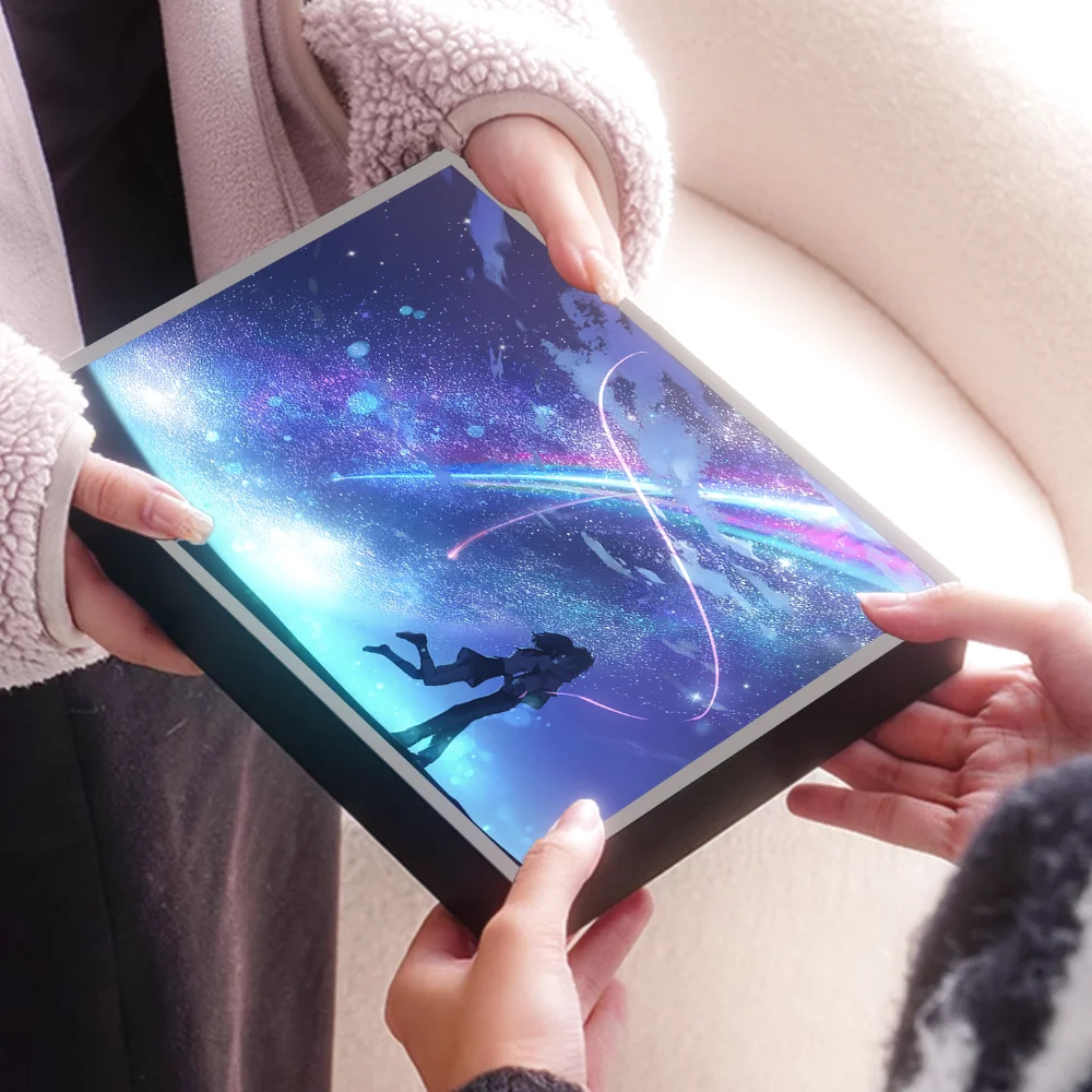 لوحة فنية جدارية متوهجة باسمك - ضوء ليلي LED ثلاثي الأبعاد لديكور غرفة النوم، هدية Kimi no Na wa Lampara de Noche #6