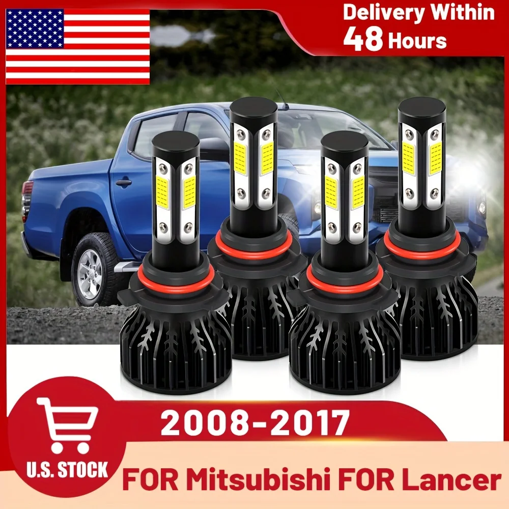 

Fit For Mitsubishi For Lancer (2008-2017), LED Headlight 6000K White Headlight For Car, 30000LM Plug And Play, 4PCS