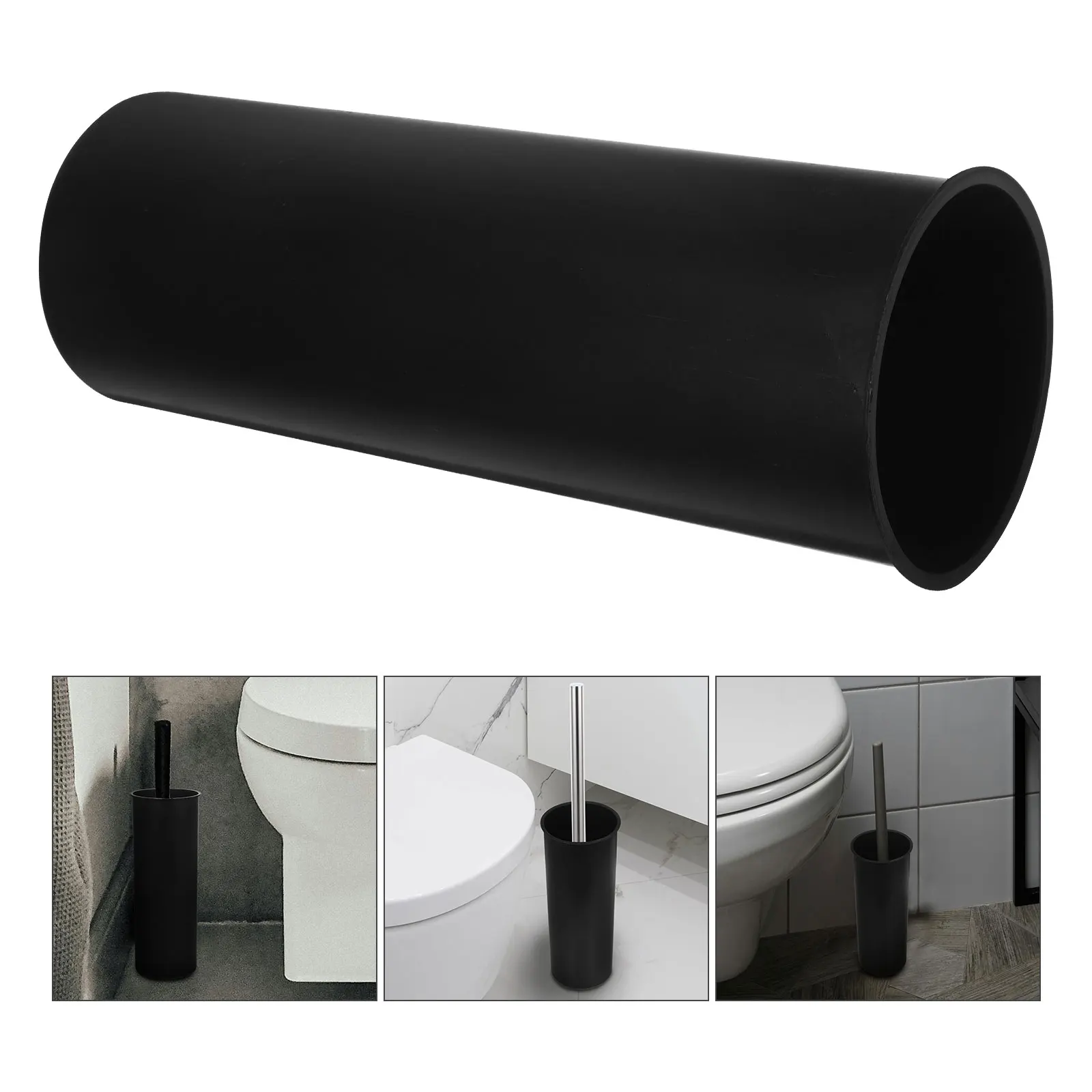 

Brush Cup Holder Plastic Container Bathroom Storage Bracket Round Base Stable Clean Organized Toilet Cleaning Tool
