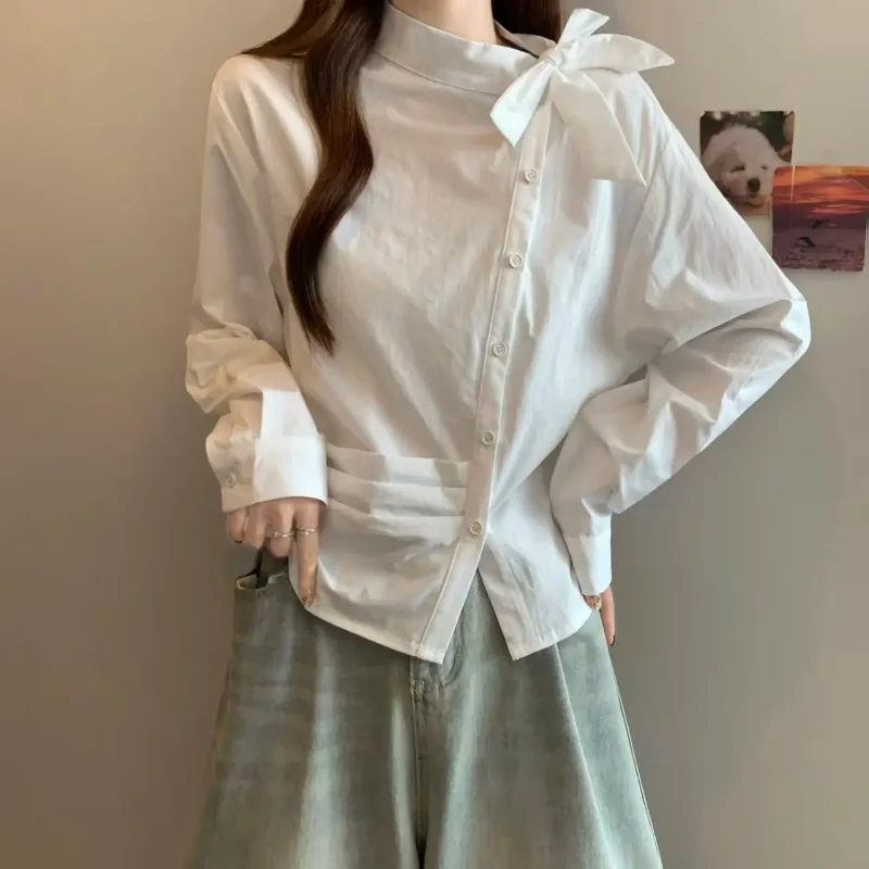 

Plaid New Design Lace-up Shirt Long-sleeved Loose Top