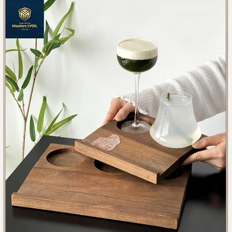 Wooden Food Tray Breakfast Tray Wooden Three-Grid Retro Serving Platter For Breakfast Meal Drinks Coffee Table Appetizers Party