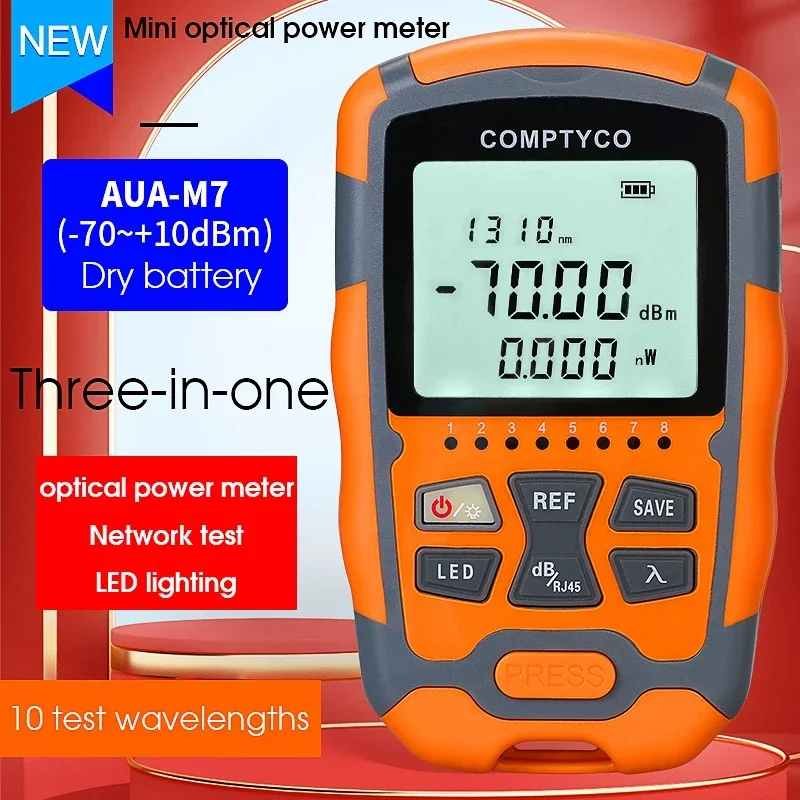 

COMPTYCO AUA-M7/M5 Handheld OPM Mini Fiber Optical Power Meter Fiber Optical Cable Tester -70+10dBm or -50+26dBm