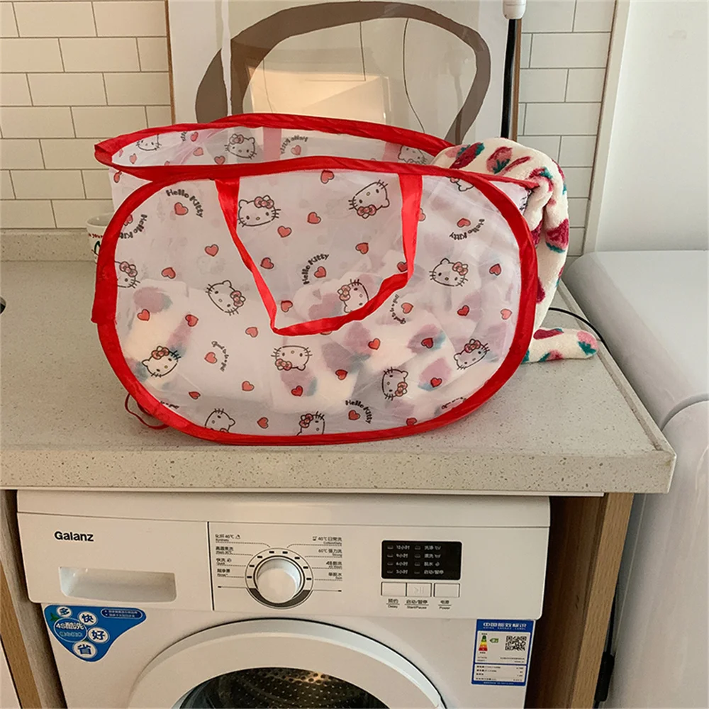 Kawaii Hello Kittys Laundry Basket Household Foldable Clothes Storage Basket Dirty Clothes Storage Box Creative Practical Basket image 5