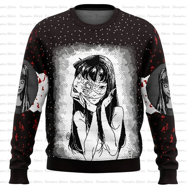 2024 New Style Uzumaki Junji Ito Ugly Christmas Sweater Cartoon Anime Women Men Pullover Top Fashion Couple Sweaters