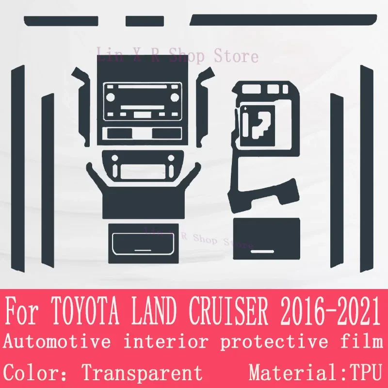 

For TOYOTA LAND CRUISER 2016-2021 Gearbox Panel Navigation Car Interior Screen Protective Film TPU Anti-Scratch Stickers PPF