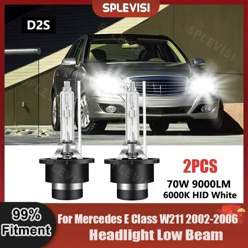 2x Plug And Play D2S Headlight Low Beam HID Xenon Light Bulbs For Mercedes E Class W211 2002 2003 2004 2005 2006