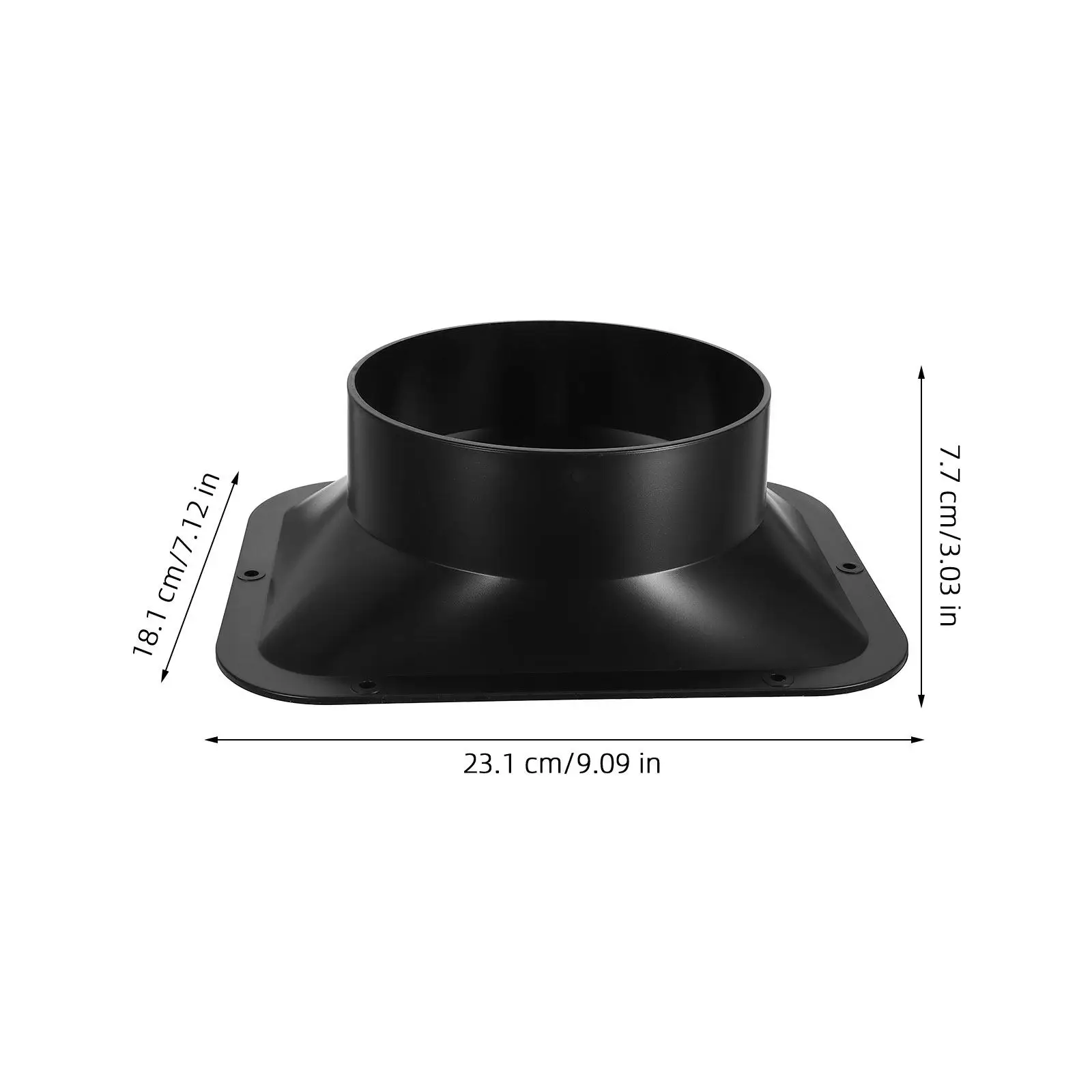 ABS Duct Connector Flange Black Rectangular Base Air Duct Adapter Air Ventilation Dust Collection Hose Fittings