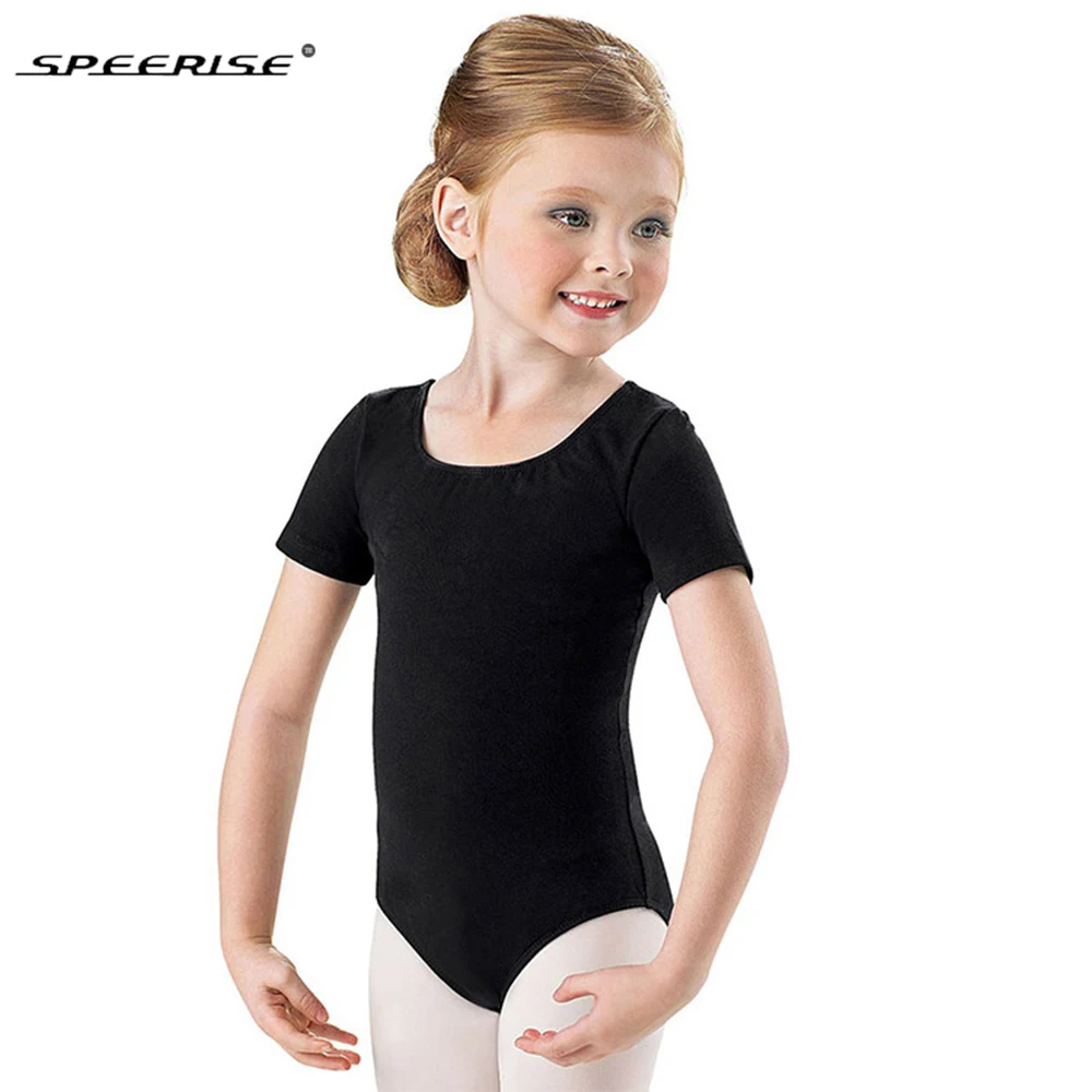 Speerise meninas manga curta ballet collant crianças dança profissional bodysuit rosa bailarina roupa respirável collants de ginástica
