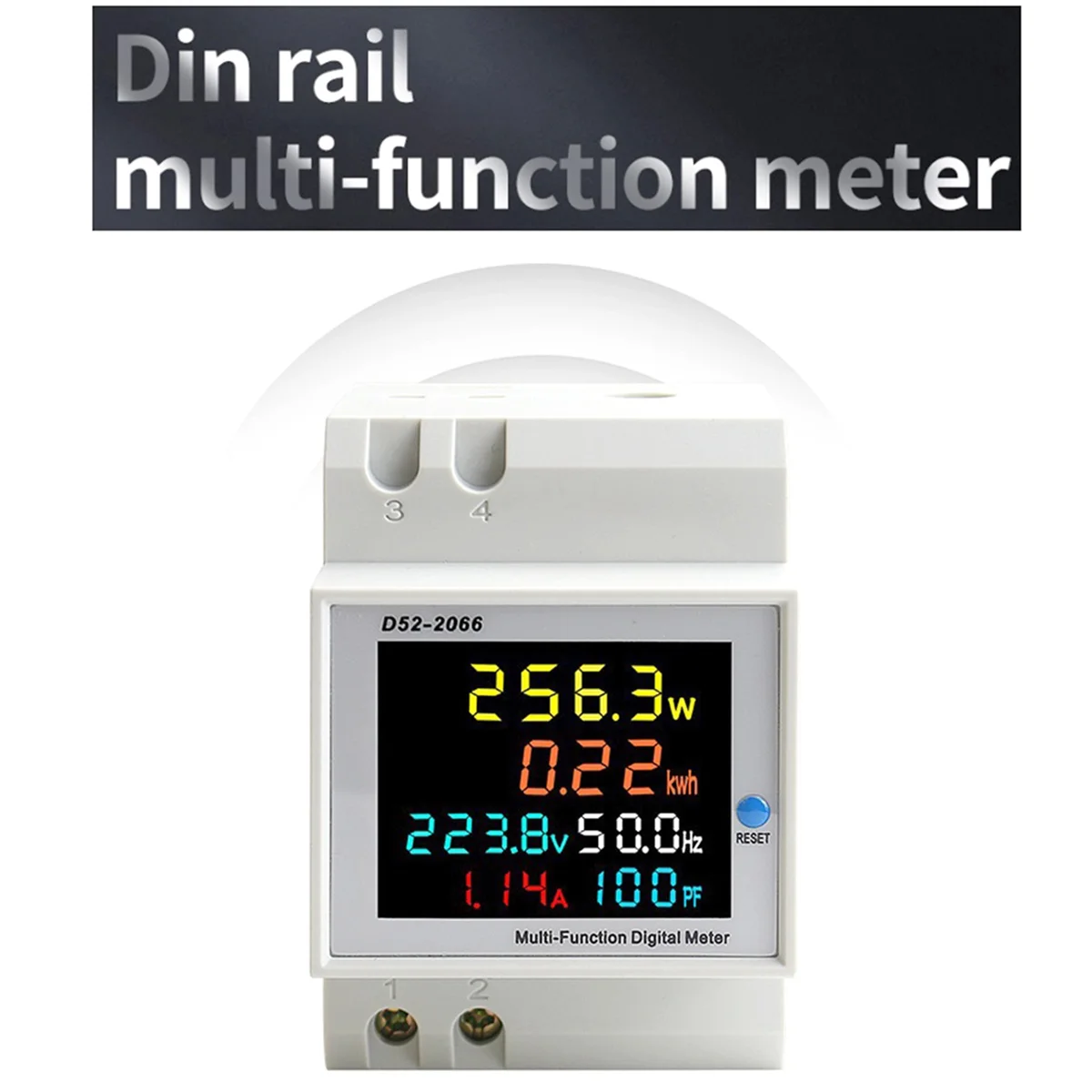 

LAVD Din Rail AC Monitor 6IN1 40-300V 100A Voltage Current Power Factor Active KWH Electric Energy Frequency Meter VOLT AMP