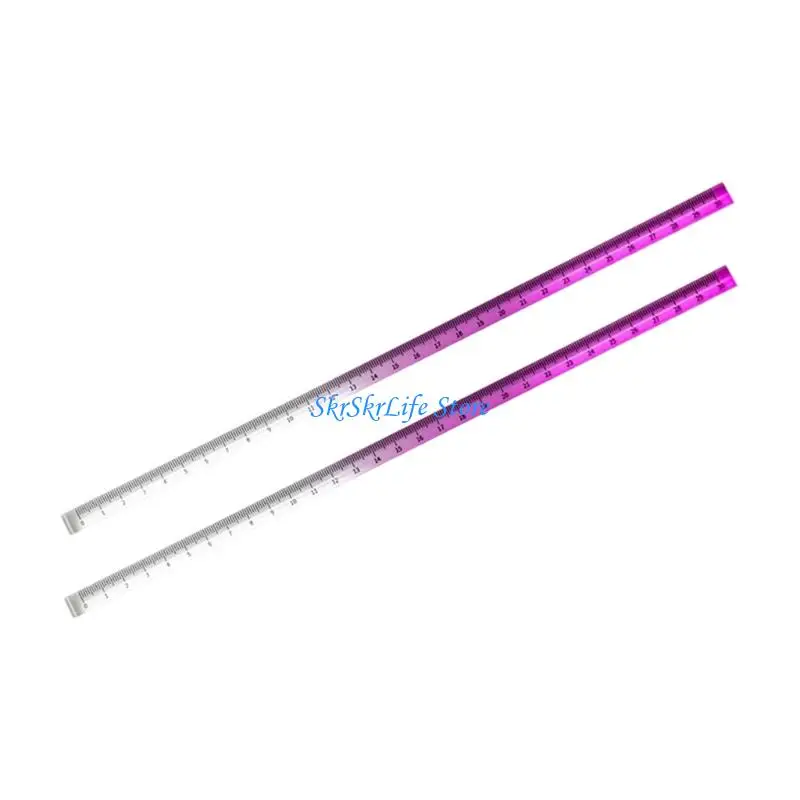 E65E 2Pcs Clear Ruler, Acrylic Rulers, Straight Ruler with Inches Centimeters, Colored Ruler Metric Rulers Measuring Rulers