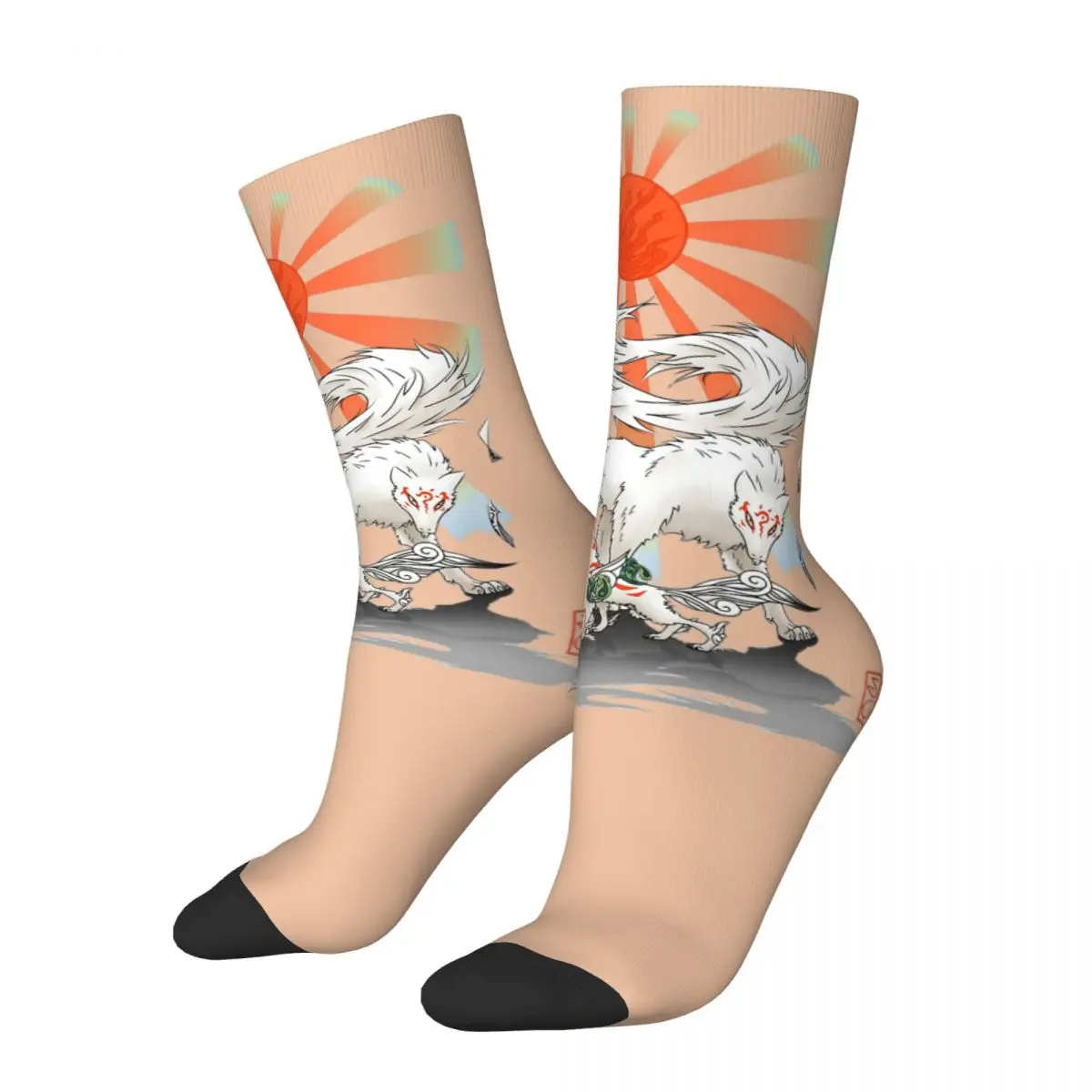 Hip Hop Okami Amaterasu Men's Compression Socks Natsume's Book Of Friends Madara Japan Cartoon Anime Comic Street Crew Sock