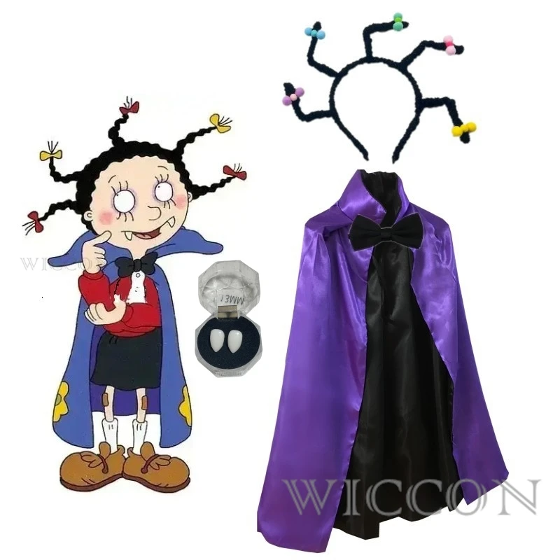 Vampire Mona Cosplay Cosplay Combat Costume Cape Tie Headwear Anime Mona Vampire Halloween Party Outfits For Women