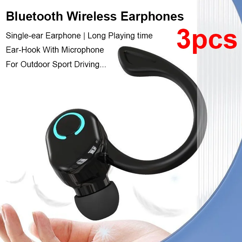 

3pcs Bluetooth Earphone Wireless Headphone With Mic Ear-hook In-ear Earphones HD-Call HiFi Sport Outdoor Headset For Xiaomi