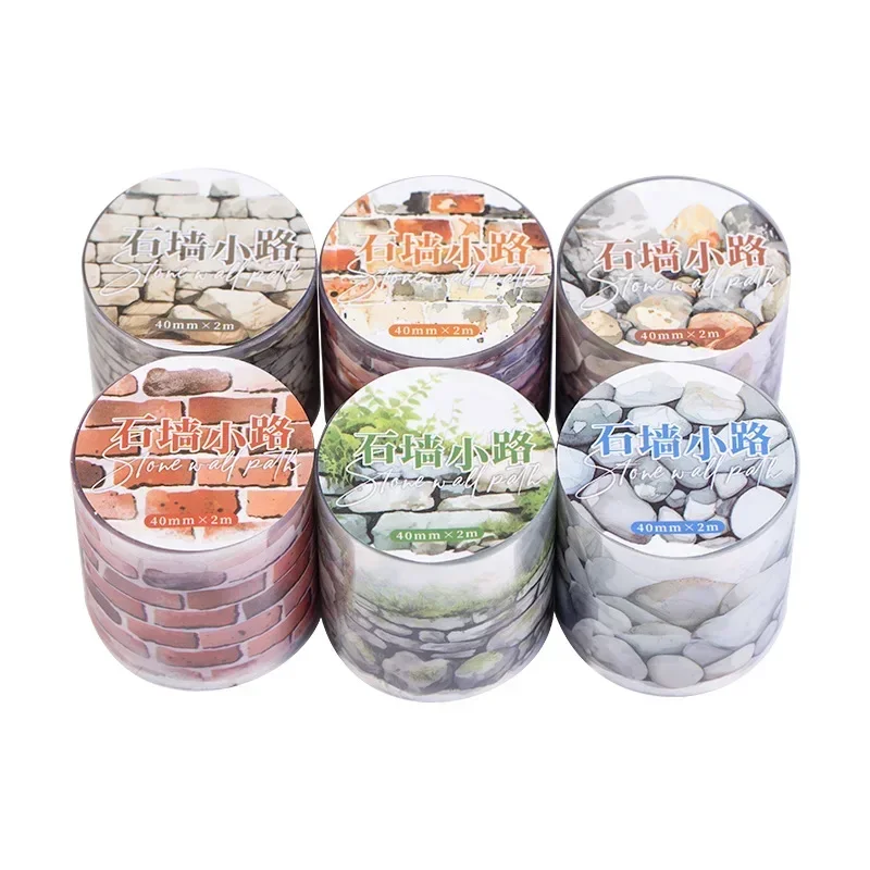 1Roll One Fine Day Tape Stone Wall Path Texture Priming Collage European Handbook Priming Adhesives Scrapbook cut 40mm*2m