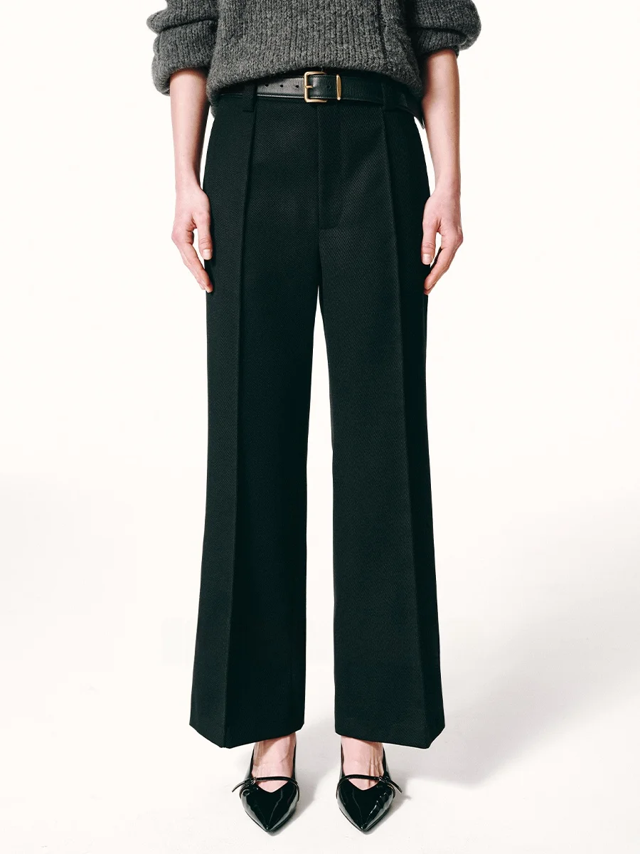 

Брюки-клеш Yasako из теплой шерсти, 9-секционные, повседневные, однотонные, с молнией на талии