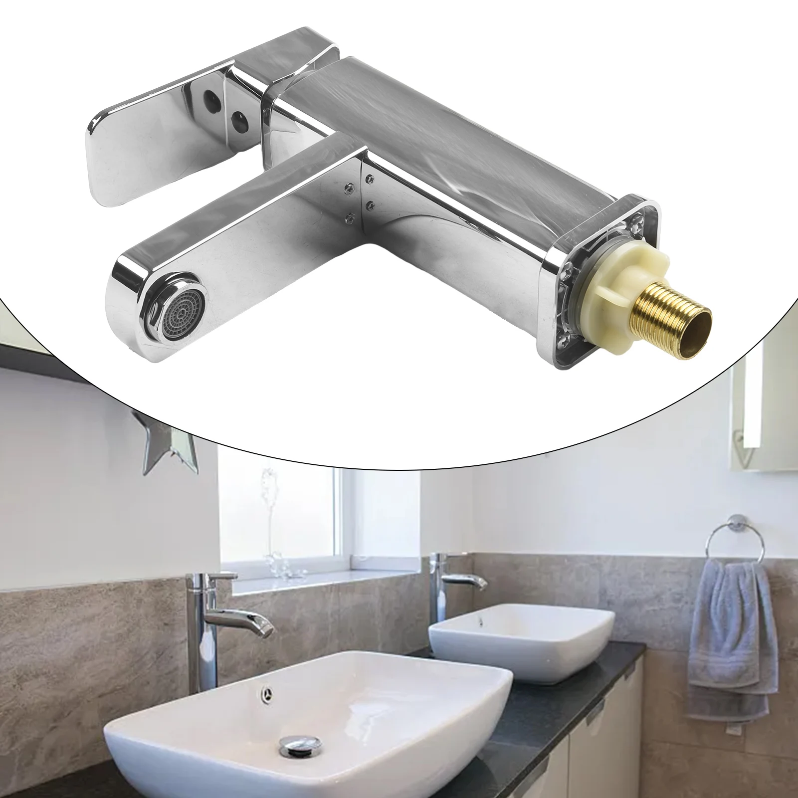 Grifo plateado para lavabo de baño, grifería de agua de mano, antisalpicaduras, anticaliente y caliente