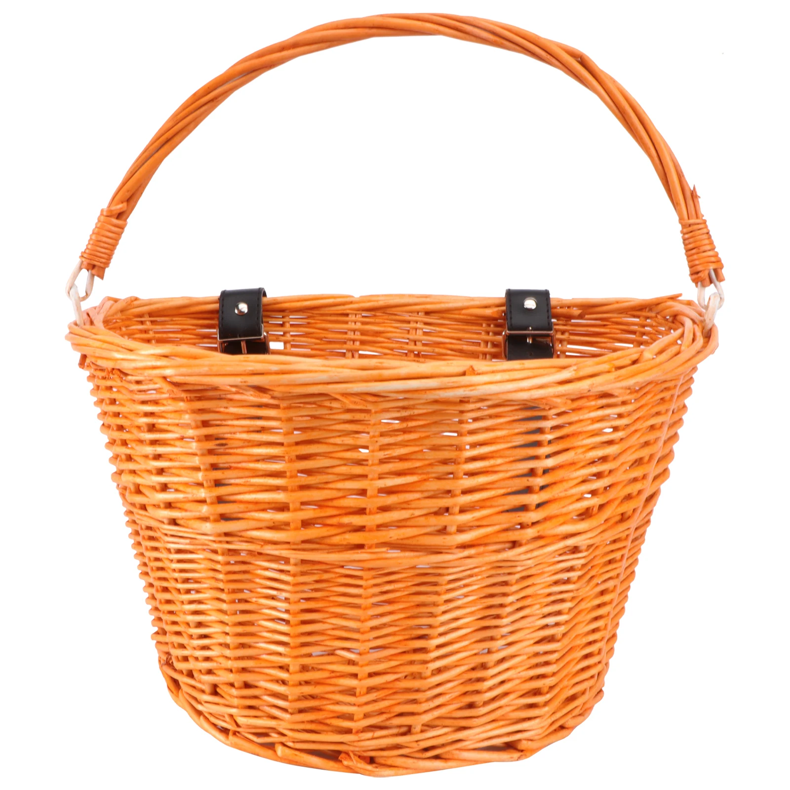 

Front Bicycle Basket Brown High Quality Willow Wicker Large Capacity Sturdy Natural Rattan Handle Children Shopping Outdoor