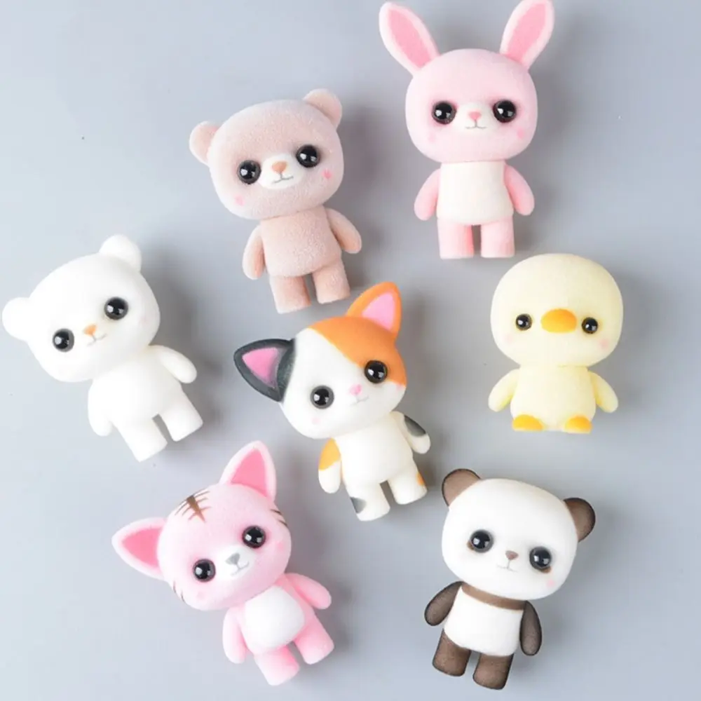 Miniature Figurines Flocking Anime Action Figure Rabbit Duck Bjd Animals Model Dolls Cartoon Kawaii Collectiable Decoration