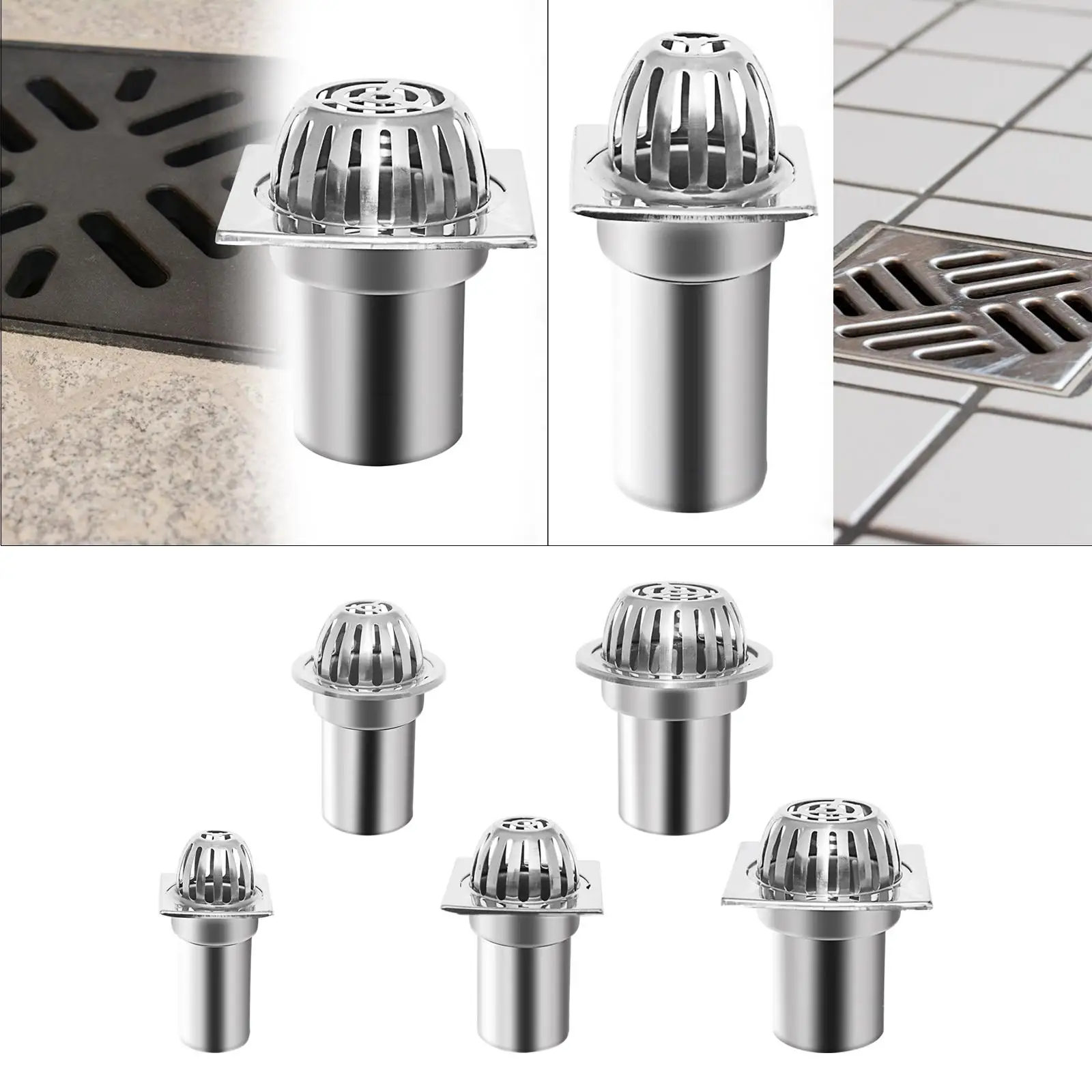 Balcony Floor Drain Wear Resistant Practical Efficient Drainage Accessories Drain Stopper Stainless Steel for Home Outdoor Yard