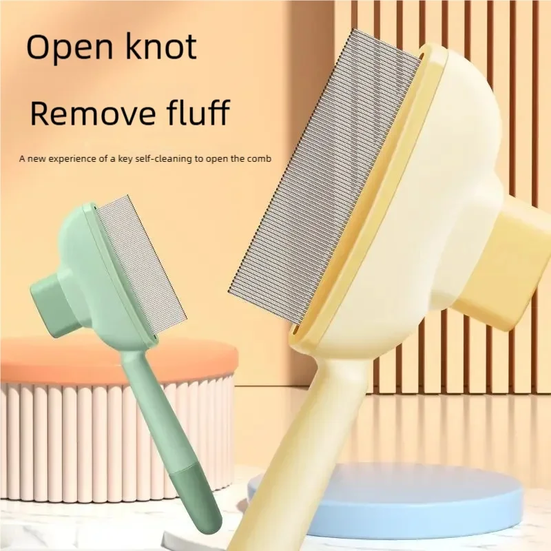 One Button Self-cleaning Pet Grooming Brush Portable Dog Cat Hair Remover Comb Gentle Massage Shedding Tool