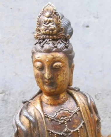 32cm China Tibet bronze gild Buddhism Guanyin Kwan-yin buddha Sculpture Statue