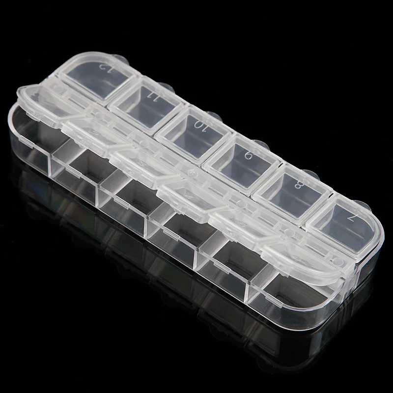 Portable Transparent Nail Art Storage Box Jewelry Beads Gems False Tip Container Empty Nails Rhinestones Holder Case Organizer