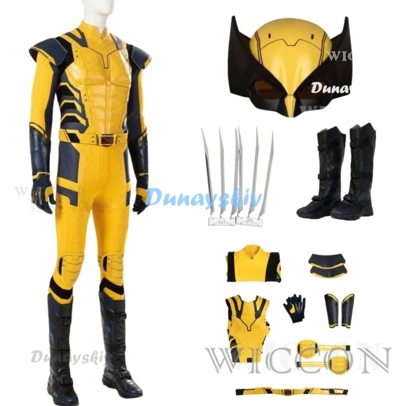 

New Movie Wolverine Cosplay Costume Mask Jumpsuit Vest Gloves Belt Wolf Steel Claw Handsome Suit For Men High Quality Made