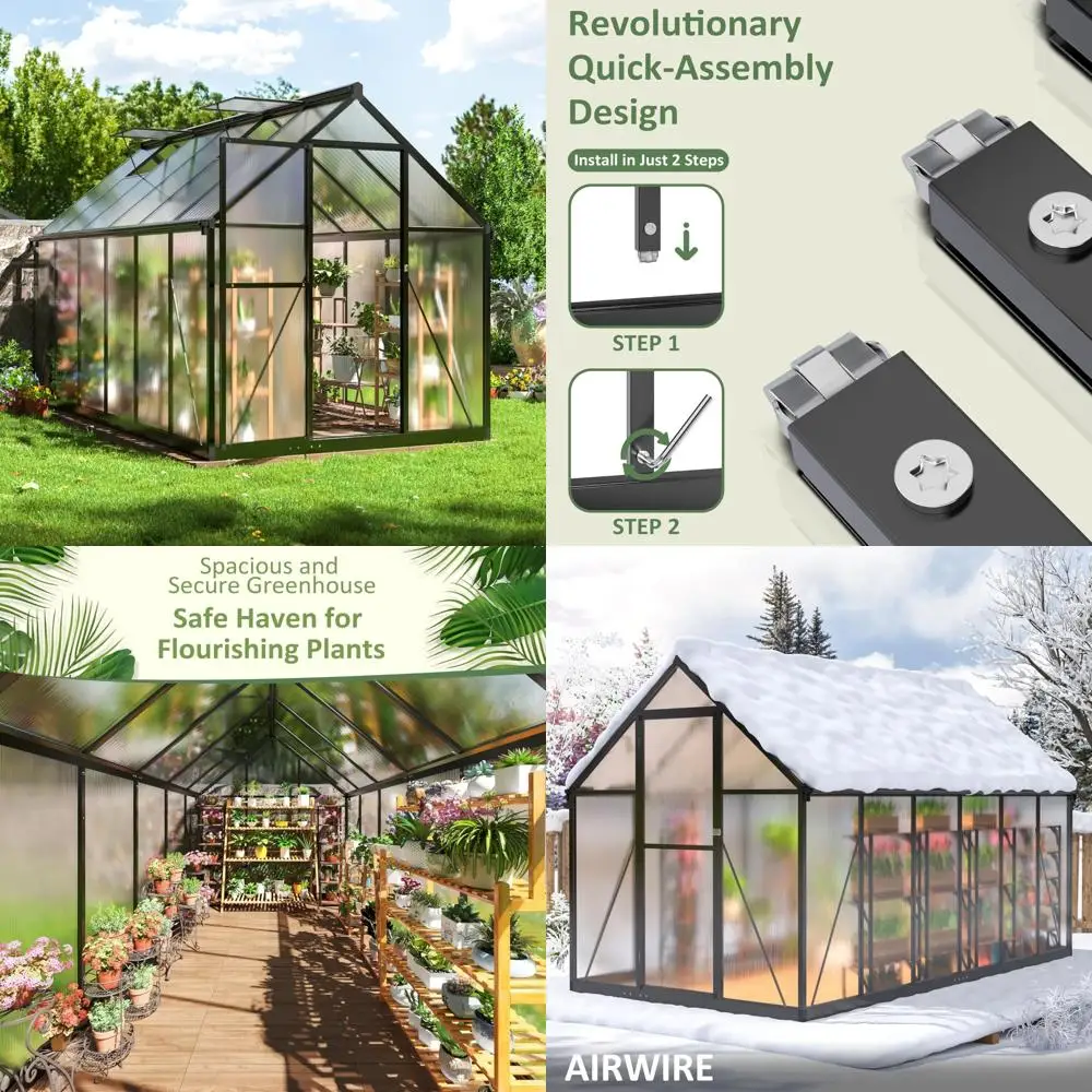 

Большая теплица из поликарбоната для ходьбы с вентиляционным отверстием на крыше для садоводства на заднем дворе