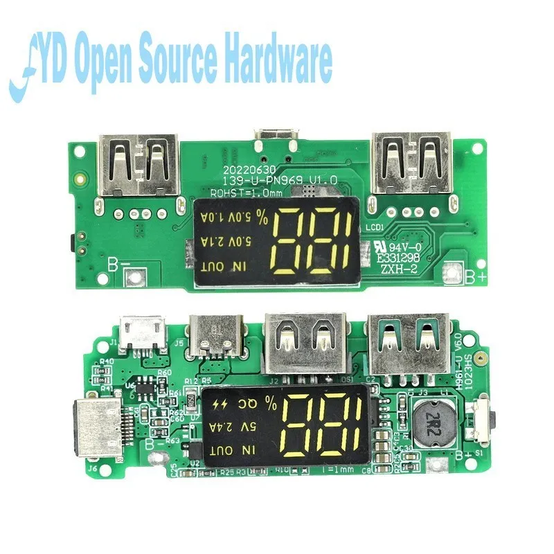 18650 lithium Battery Digital Display Charging Module 5V2.4A 2A Dual USB Output Band Display Booster Module