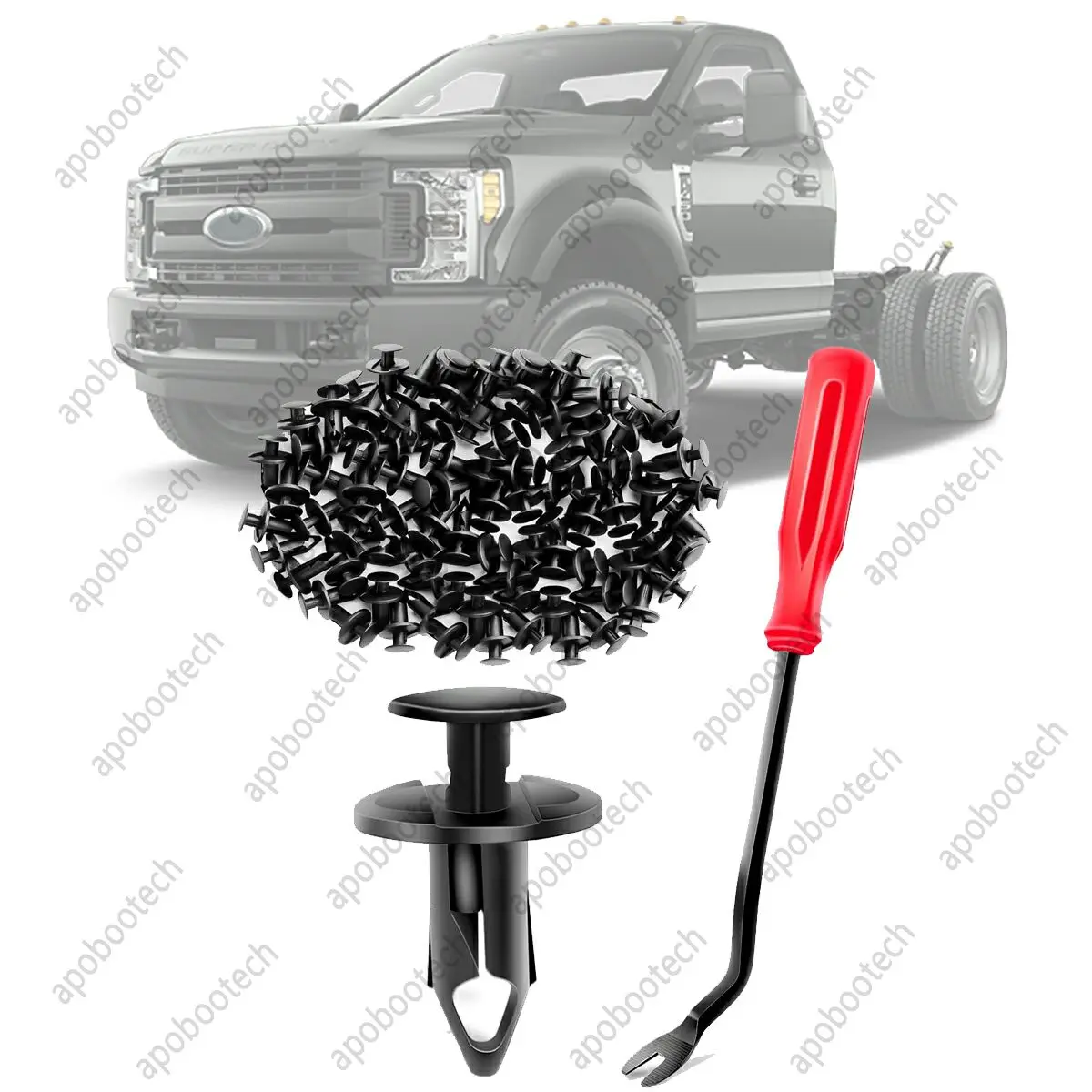 100PCS Nylon Bumper Fastener Rivet Clips for Ford F-550 Super Duty 2011-16 with 1PC Bonus Fastener Remover Auto Repair Tool Set