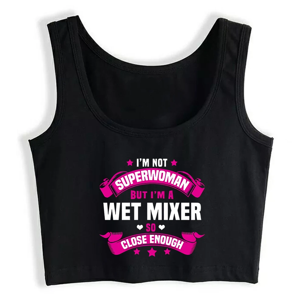 Wet Mixer Print Design Naughty Sexy Fit Crop Top Hotwife Humor Flirting Cotton Tank Top Swinger Playful Lifestyle Camisole