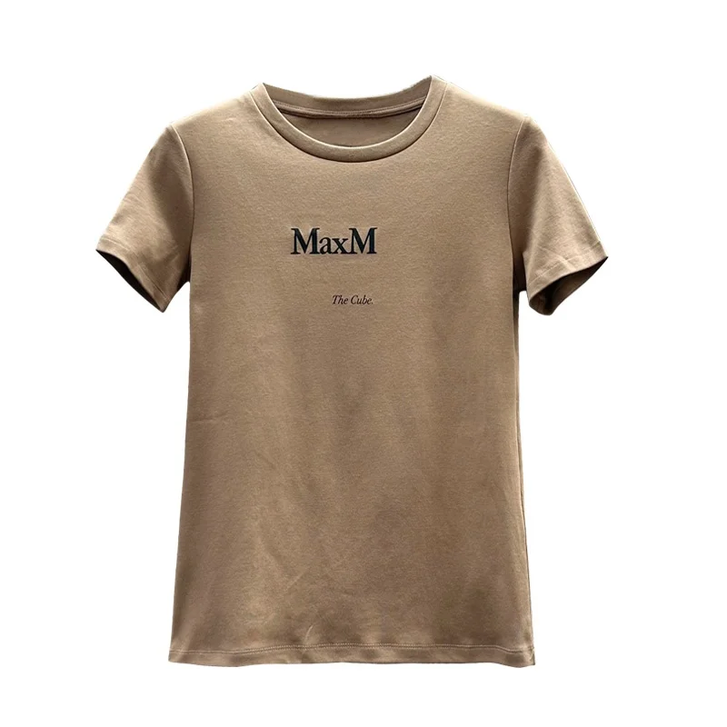 

Summer 2024 Women's Slim Fit round Ne ort Sve T-irt Versatile Base irt Commute Sle Cotton Print Casual Top