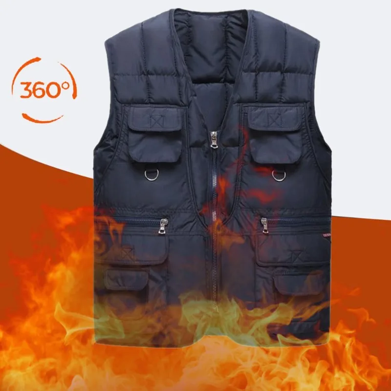 Gilet da uomo autunno inverno con tasche Multiple chiusura con cerniera gilet senza maniche cappotto caldo invernale abbigliamento moda