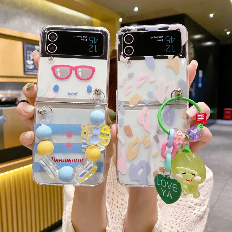 Z Flip 3 4 Cartoon Brille tragen Handy hülle für Samsung Z Flip4 Flip3 Anti-Klopf Clearr Cover Shell Galaxy PC Hardcase