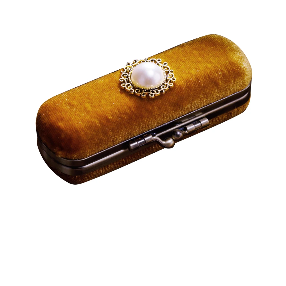 

Lipstick Box Organizer Retro Clamp High Quality Material Travel Vintage Case Lip Gloss Holder Storage Bag Wallet Purse Makeup