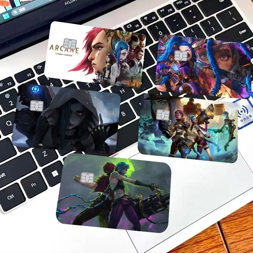 Arcane League of Legends Cartoon Credit Card Skin Stickers for Bank Card Bus Metro Card Sticker Waterproof Women Gift
