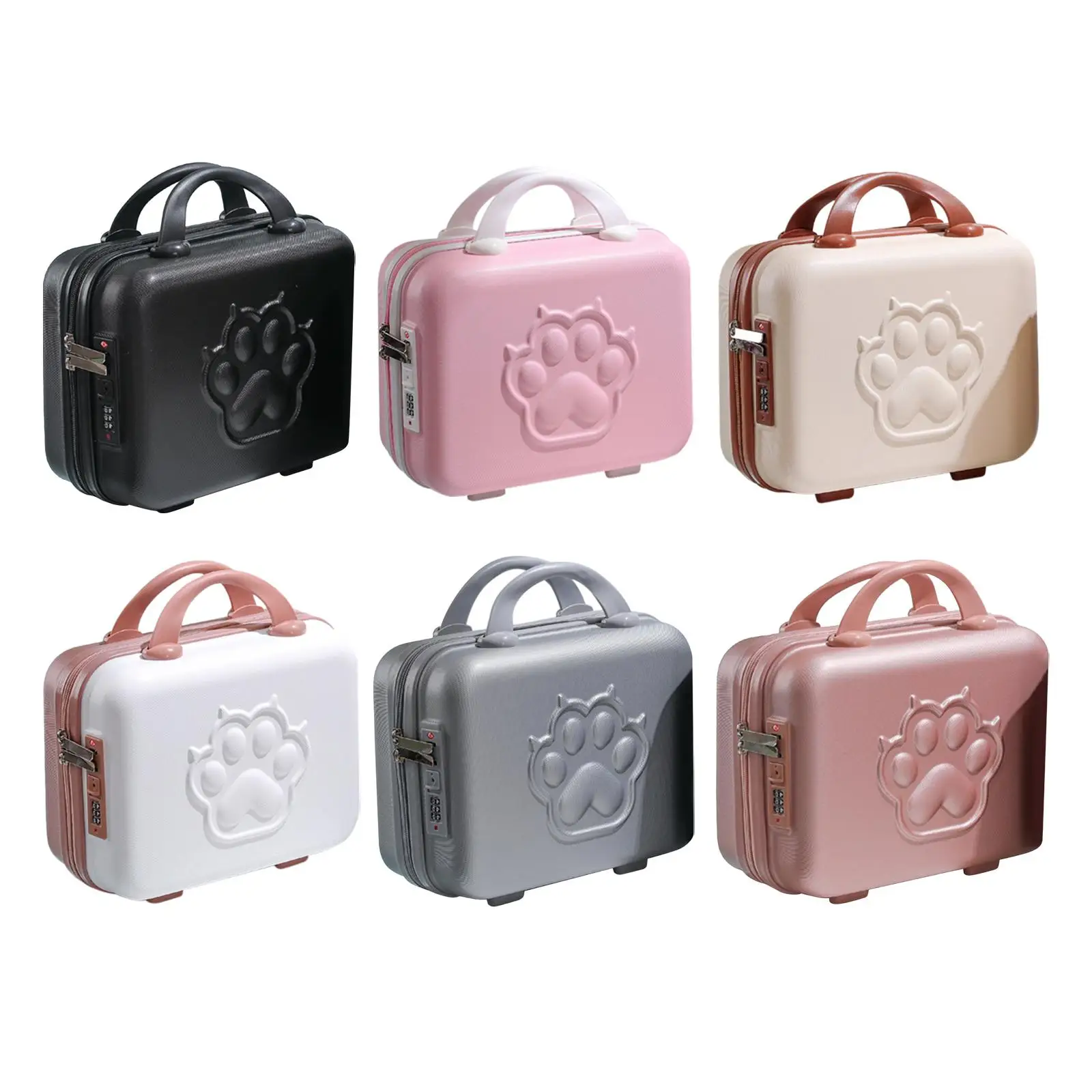 

Small Suitcase Case with Handle Cartoon hands Password Lock Storage Case mini Luggage Case for Casual Style Business Shoes