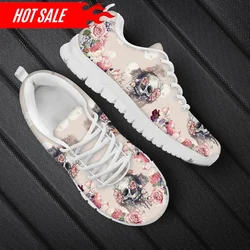 Spring Leisure Sneakers for Ladies Sugar Skull Pattern Gothic Flats Lace Up Shoes Comfort Air Mesh Footwear Zapatos