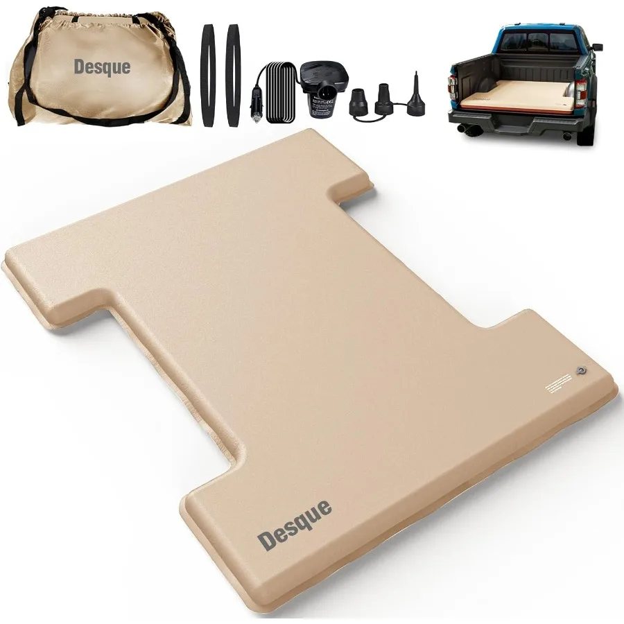 مرتبة سرير شاحنة ذاتية النفخ كاملة الحجم لشاحنات بيك اب 66.5ft مع مضخة هواء 12 فولت وحقيبة حمل مثالية للتخييم في الهواء الطلق #1