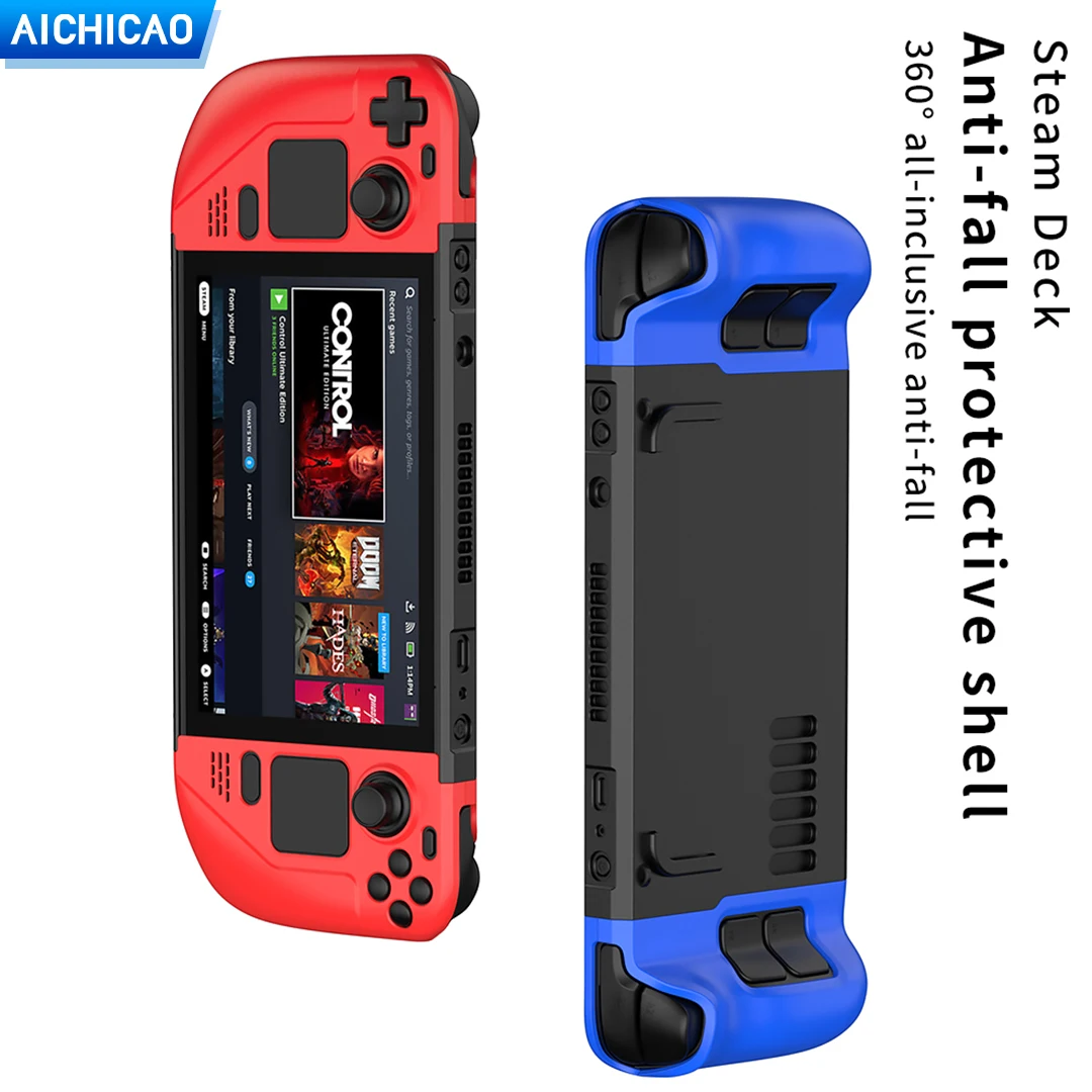 ACC-For Steam Deck Game Console Cover Shell With Shockproof Protection Case Frame Protector Stand Non-Slip Cover Accessorie