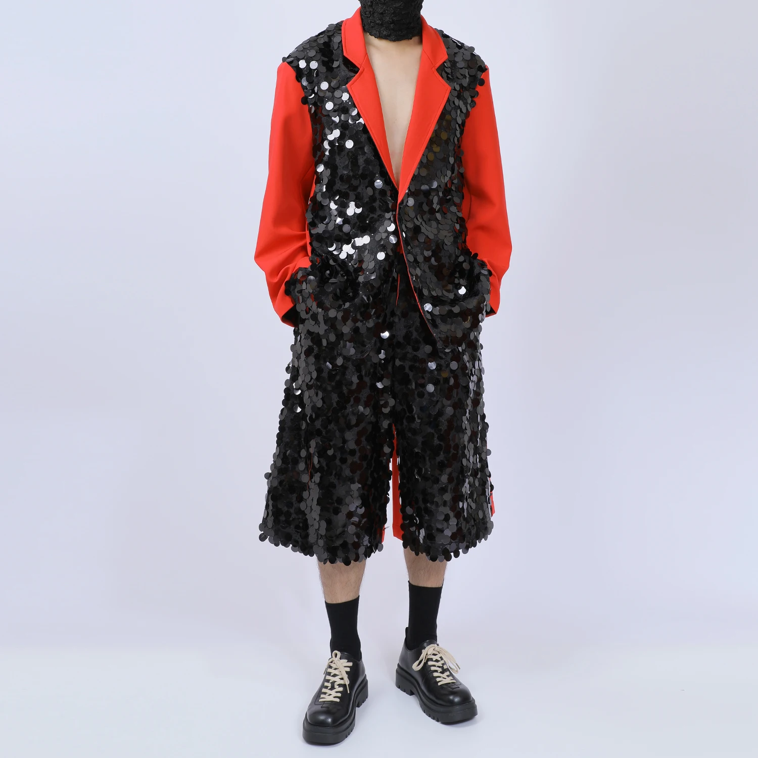 Men's 2025 Autumn New Suit Jackets Cropped Pants Fashion Sets High-End Light Luxury Sequin Design 2pcs Sparkling Two-Piece Sets