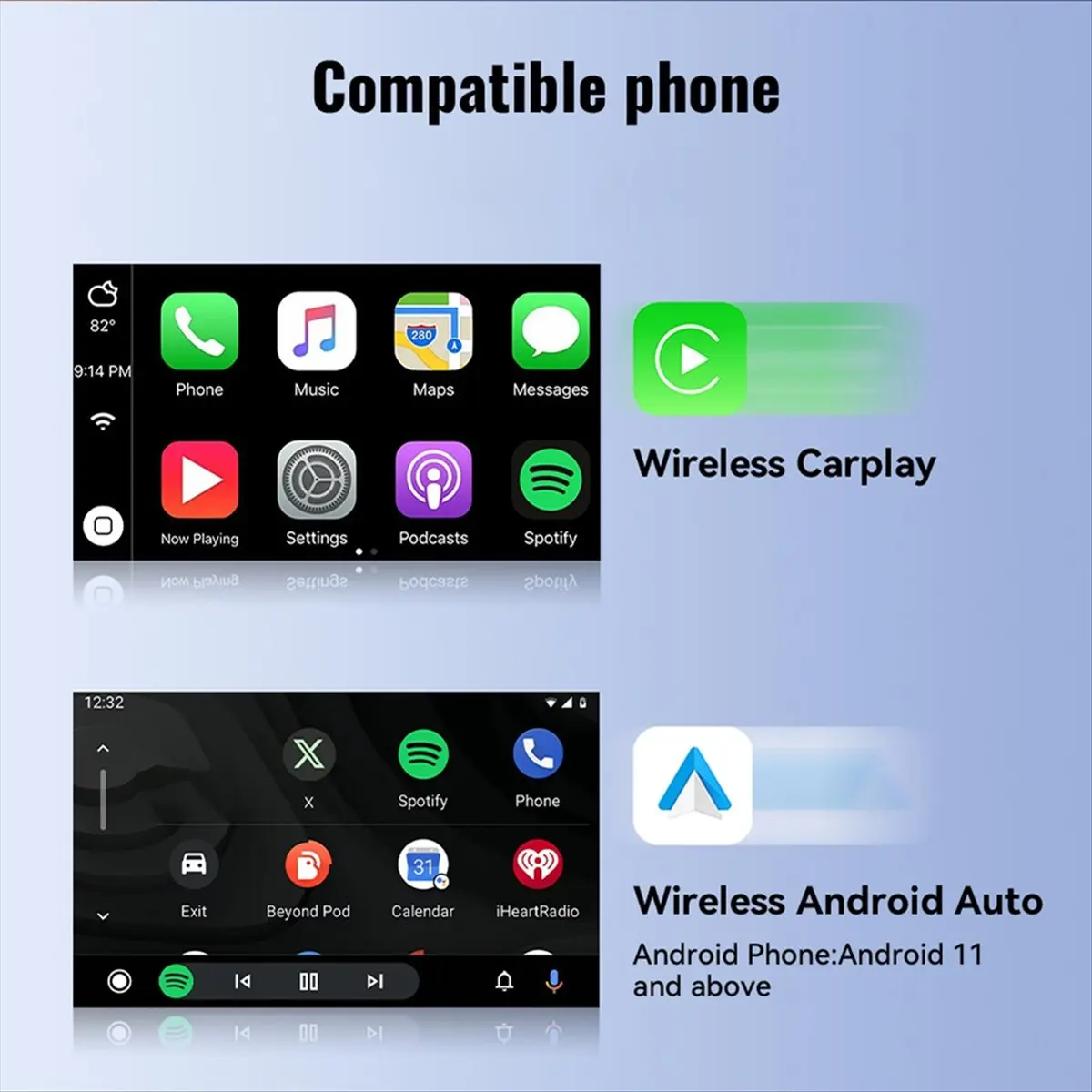 A26Z 2-в-1 Беспроводной адаптер CarPlay и Android Auto: автоматическое подключение, стабильный и быстрый BT/Wi-Fi, прост в испол