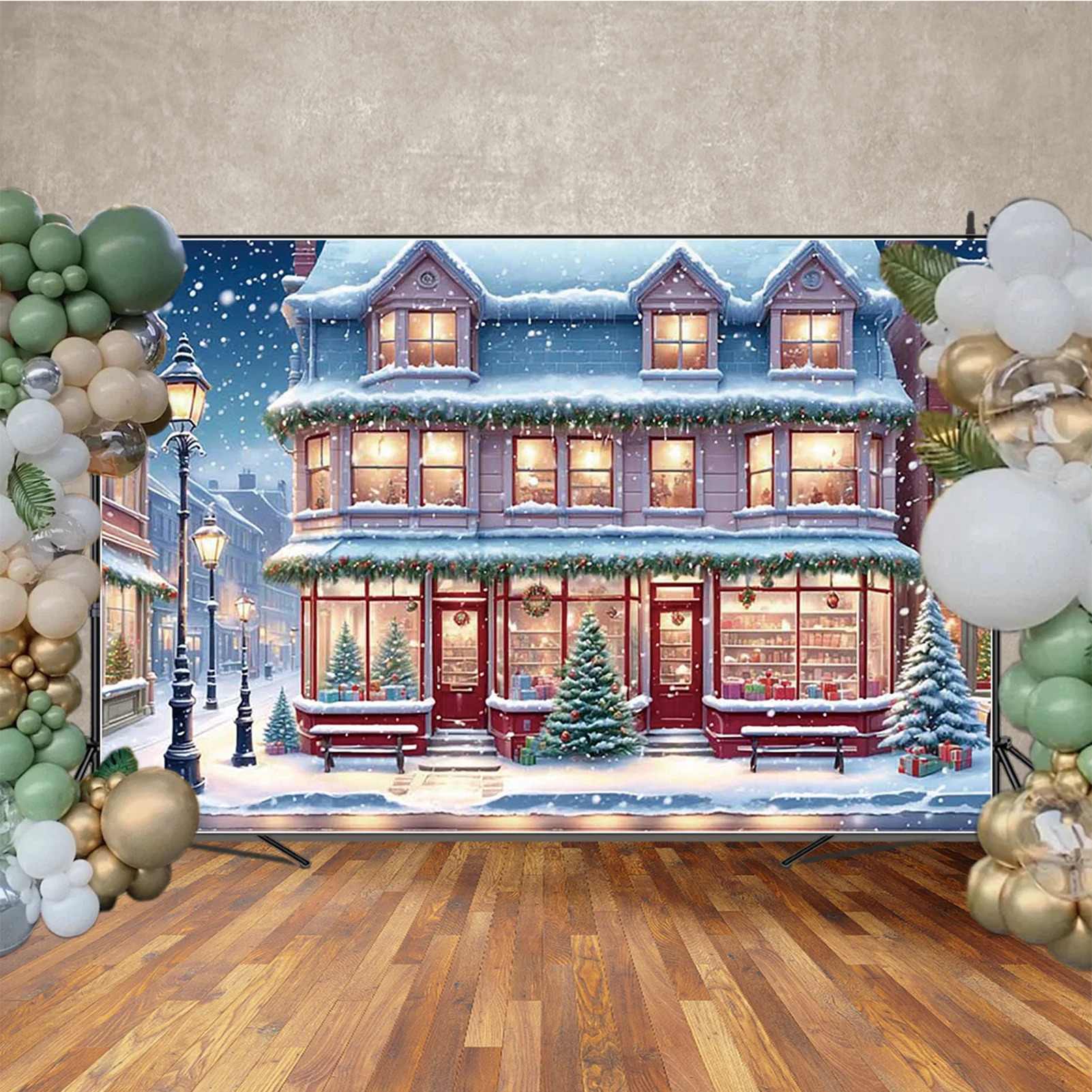 MOON.QG 雪クリスマス背景冬ワンダーランド冷凍誕生日スノーフレーク写真撮影の背景家族冬の森の装飾