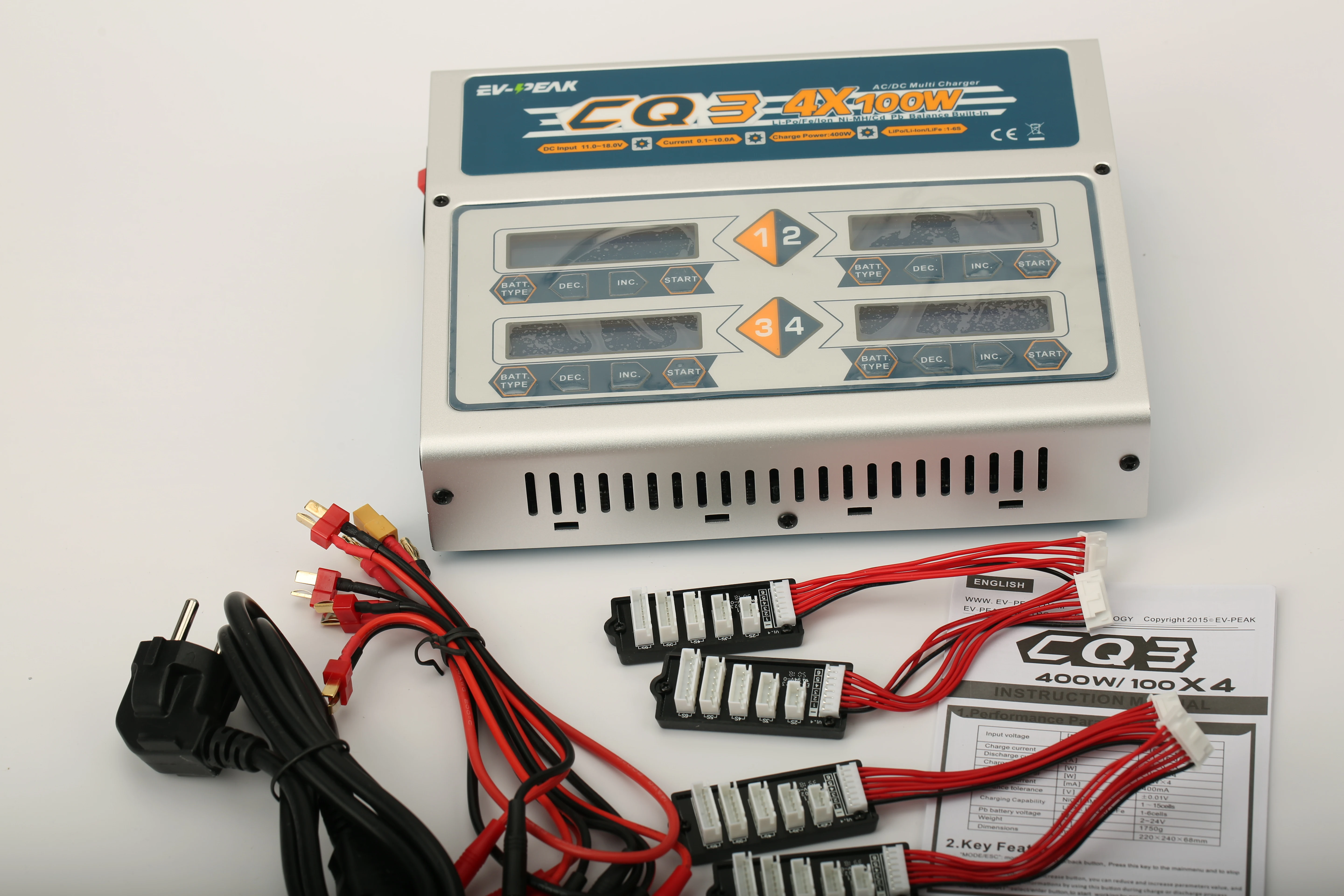 EV-PEAK charger CQ3 balanced chargin lithium battery 4-way independent charging 6S 100W airplane model
