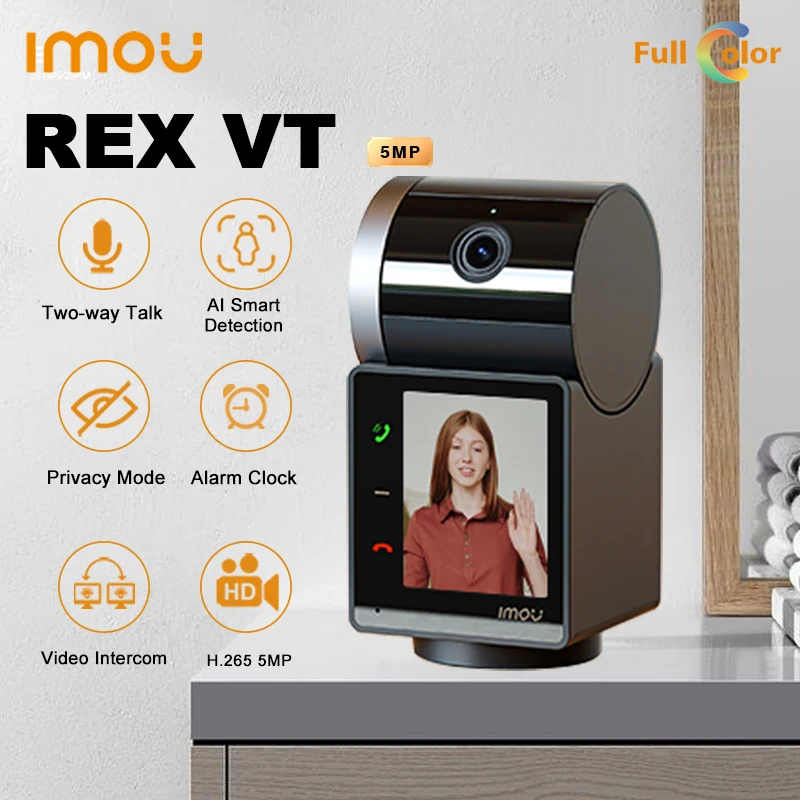 IMOU Rex VT 5MP IP Camera One-touch Call Two-way Talk Indoor Screen Display Smart Tracking Security Human Detection Security