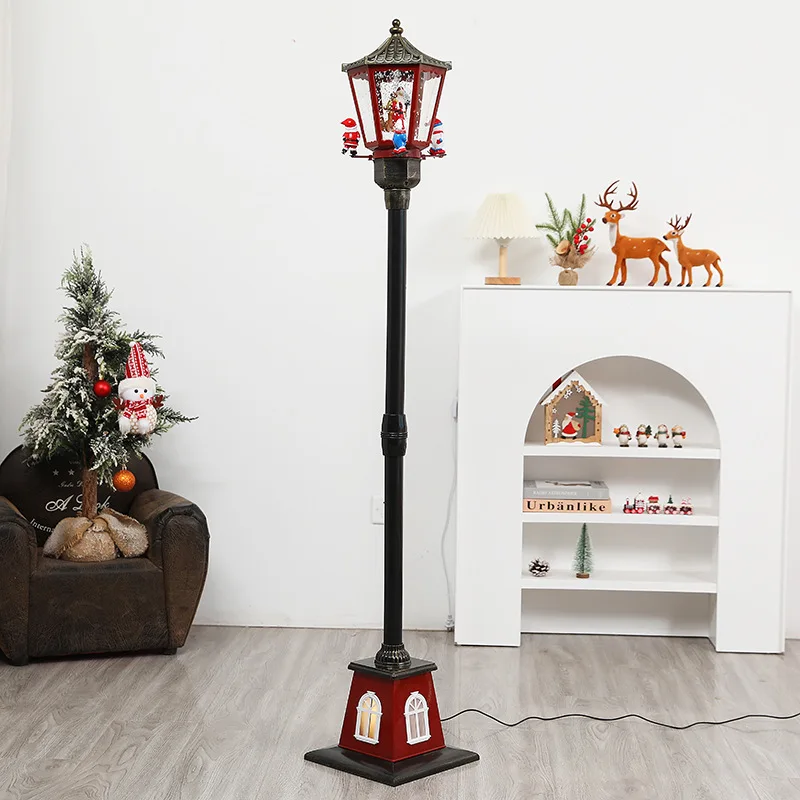 Christmas decorations, garden snowy street lights, rotating flying deer, festive clothing items, music lights