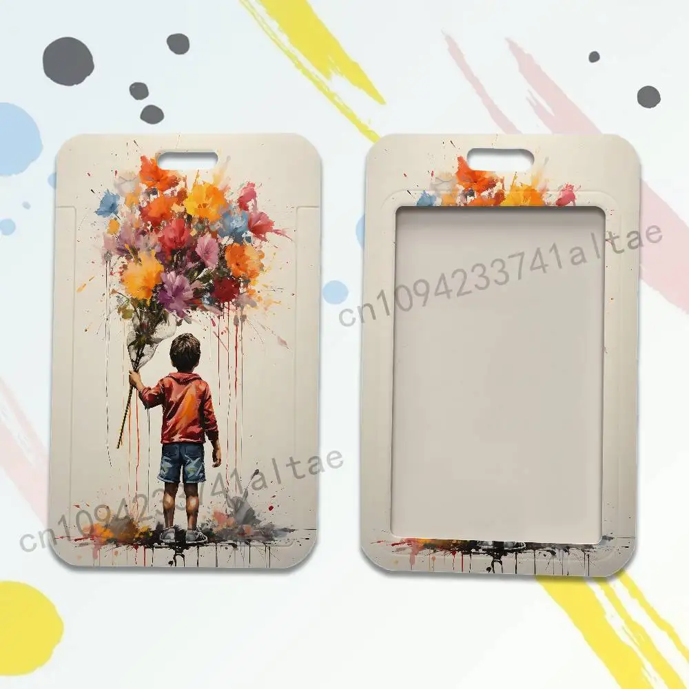 Street B-Banksy Graffiti Art Card Holder Lanyard Camera Neck Strap Credit Card Case ID Badge Credentials Protection