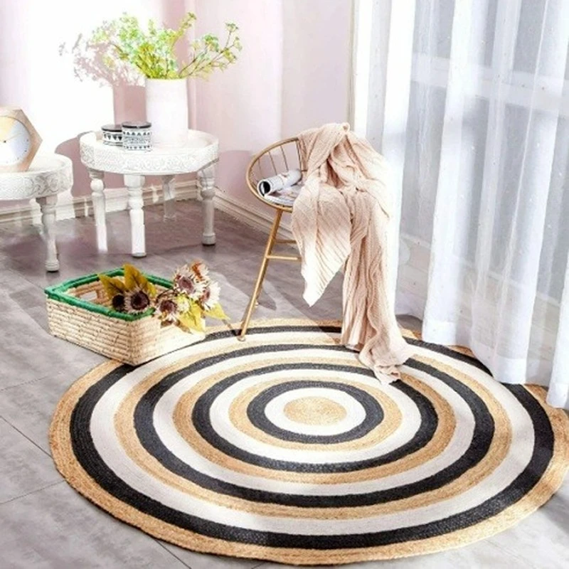 

Rug Natural Jute Braided Style Reversible Area Carpet Home Decor Modern Rug Rugs and Carpets for Home Living Room Decor